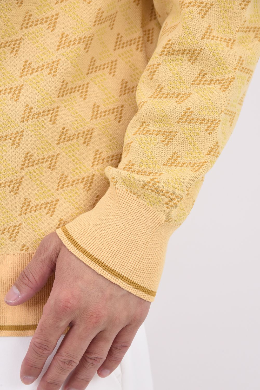 【25AW】 GM JACQUARD LIGHT KNIT / GMジャカード クルーネック ライトニット (ベージュ)*