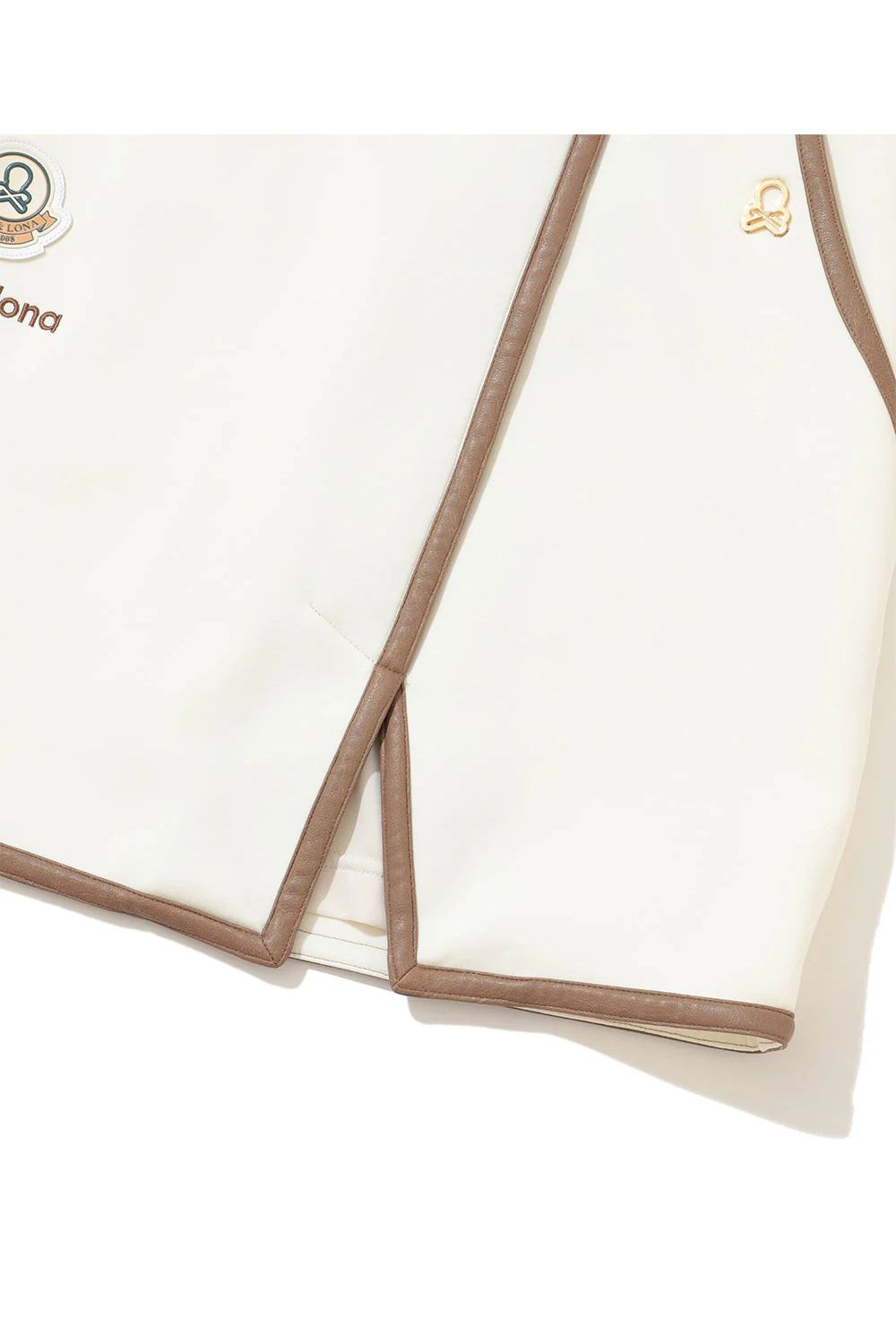 【2025AW】【レディース】 NORA SCUBA KNIT SKIRT / ダンボールニット レザーパイピング スカート (オフホワイト)