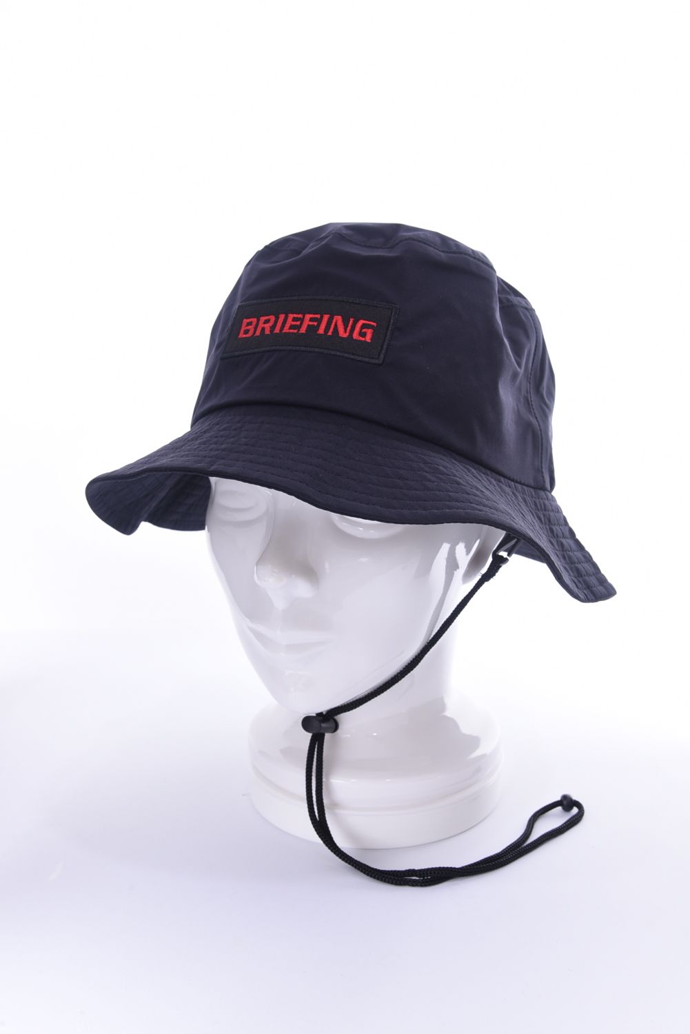 BRIEFING - MENS RAIN HAT / 刺繍ロゴ サファリハット ブラック 