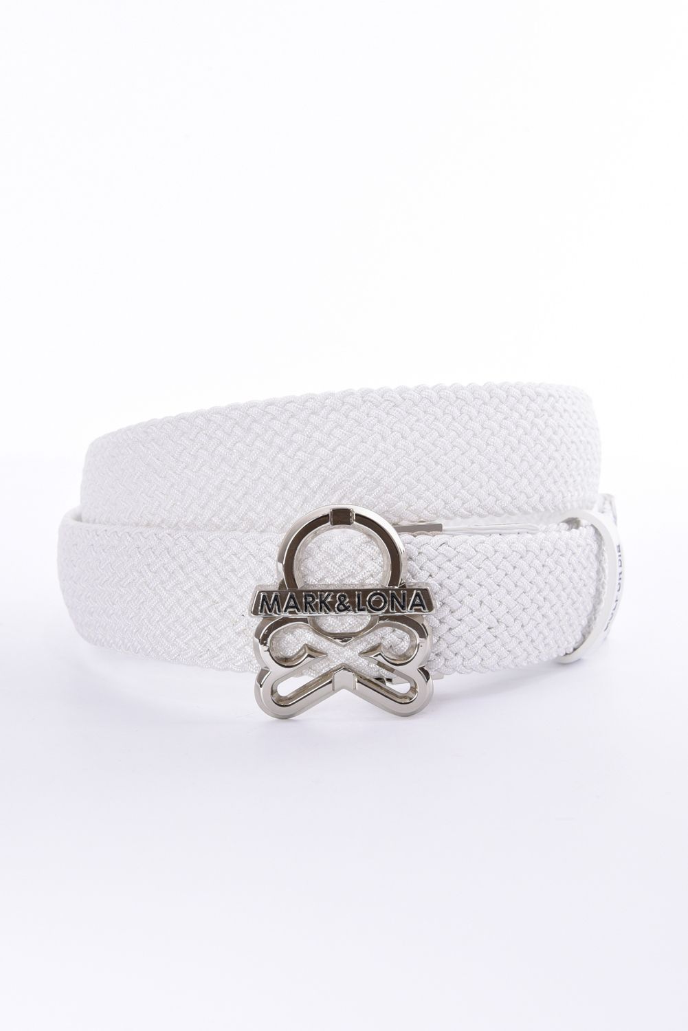 【26AW】 EL. STRETCH MESH BELT / オリジナルスカルバックル メッシュベルト (ホワイト)