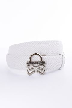 【26AW】 EL. STRETCH MESH BELT / オリジナルスカルバックル メッシュベルト (ホワイト)