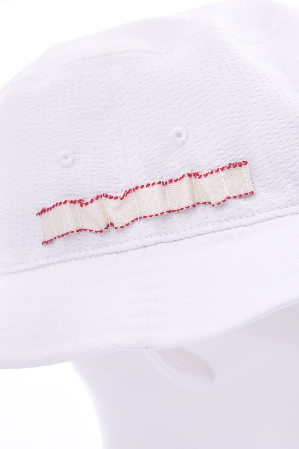 SEERSUCKER HAT / 刺繍ロゴ  シアサッカー バケットハット ホワイト