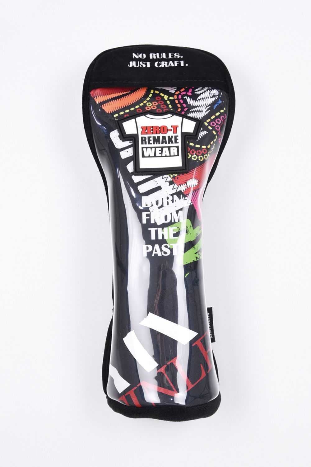 【2026 PVC TOUMEI SERIES】 ZZ26-FWNT01 / Tシャツリメイク パッチワーク フェアウェイウッドカバー (番手チャーム付き) (ブラック/タイプA)