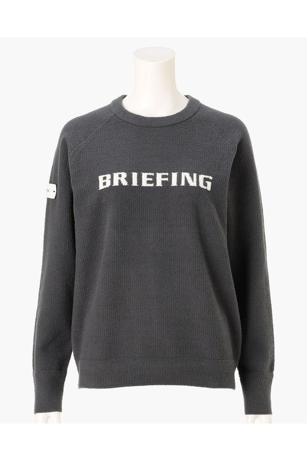 【26AW】【レディース】 WOMEN’S AIRY YARN KNIT CREWNECK / エアリーファブリック ブランドロゴ クルーネックニット (チャコール)