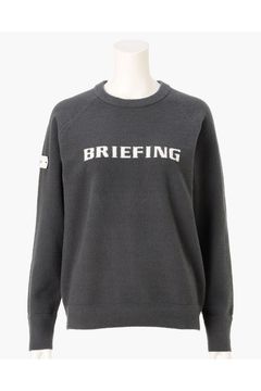 【26AW】【レディース】 WOMEN’S AIRY YARN KNIT CREWNECK / エアリーファブリック ブランドロゴ クルーネックニット (チャコール)