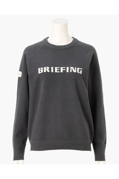【26AW】【レディース】 WOMEN’S AIRY YARN KNIT CREWNECK / エアリーファブリック ブランドロゴ クルーネックニット (チャコール)