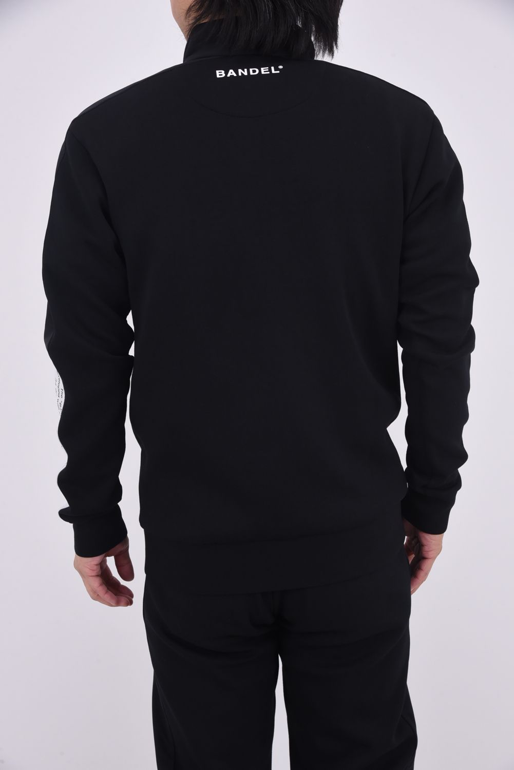 【25AW】 STAND COLLAR SWITCH ZIP BLOUSON / ボンディング素材 コンセプトノーツプリント スタンドカラーブルゾン (ブラック)