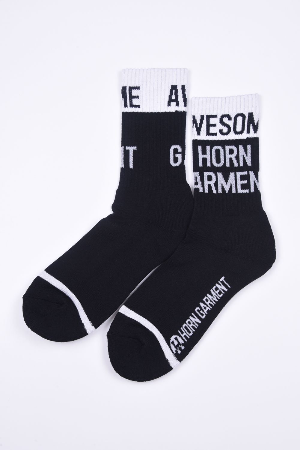 L.M.U CUSHION SOCKS / ワードカラー ミドルソックス ブラック