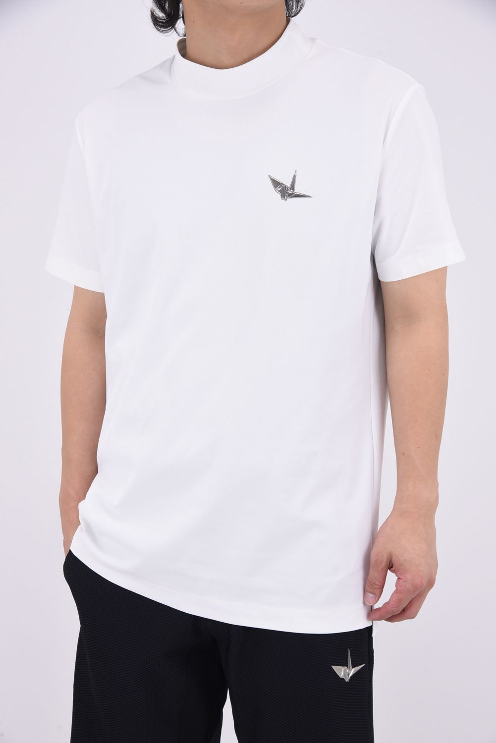 【25SS】 113 GOLF S/S MOCK NECK EMBOSS  / サークルロゴ エンボス モックネックシャツ  (ホワイト)