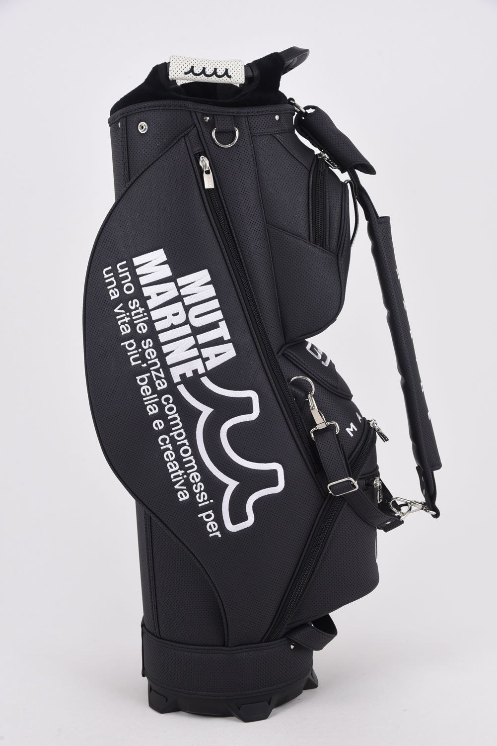 【26SS】【銀行振込・代金引換不可】【返品・交換不可】 CADDY BAG & HEAD COVER / パンチングエシカルレザー カートタイプ キャディバッグ&ヘッドカバーセット (ブラック)