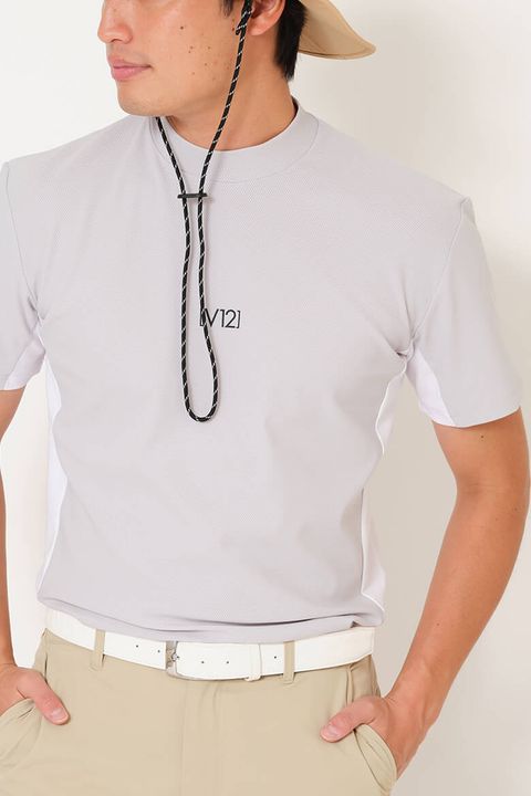 【26SS】 EXP MOCK / メッセージプリント バイカラー モックネックTシャツ (グレー)