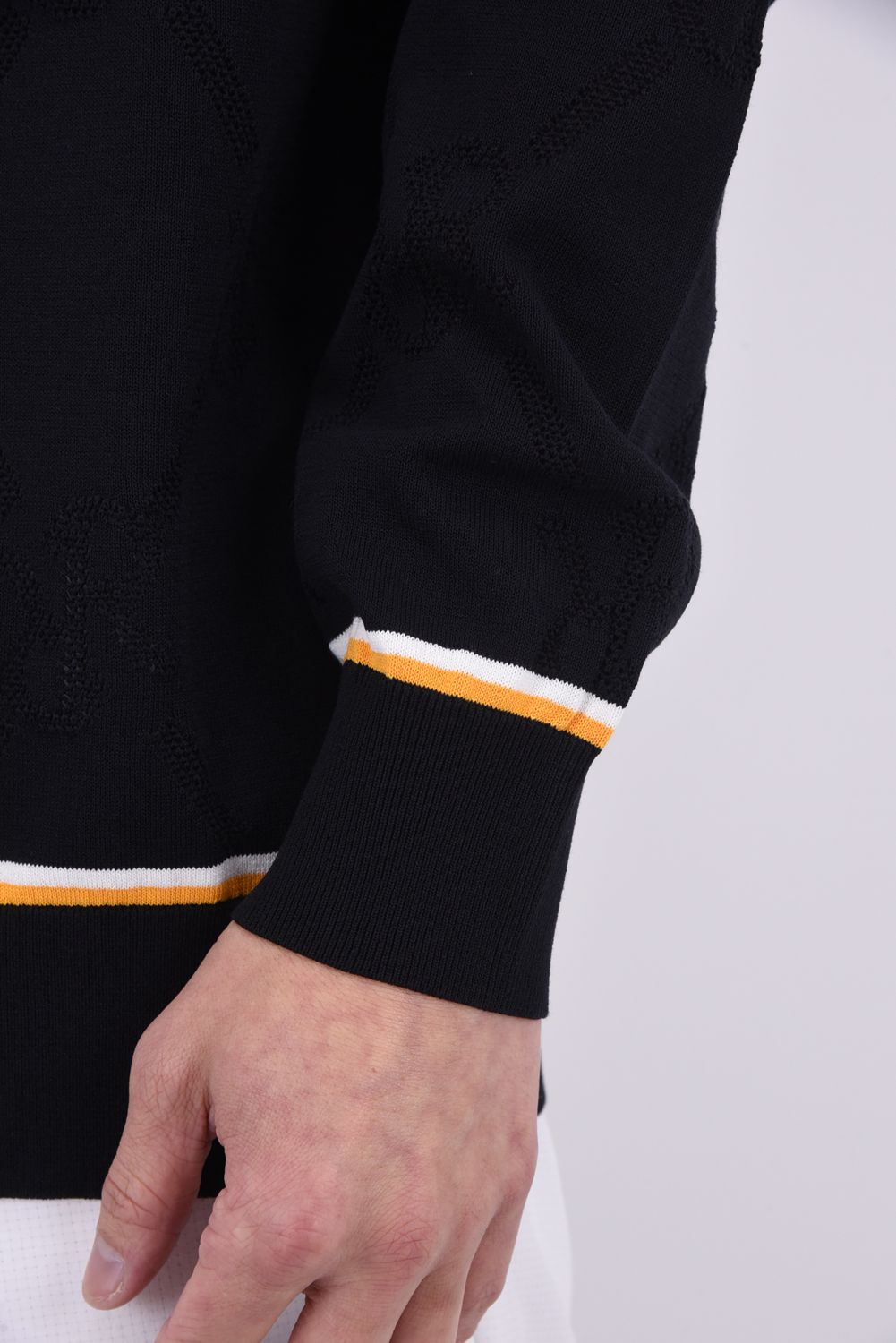 【GW限定 5/11までポイント10倍】【26SS】 MESH RR LOGO KNIT / メッシュ編み 裾ライン クルーネックニット (ブラック)*