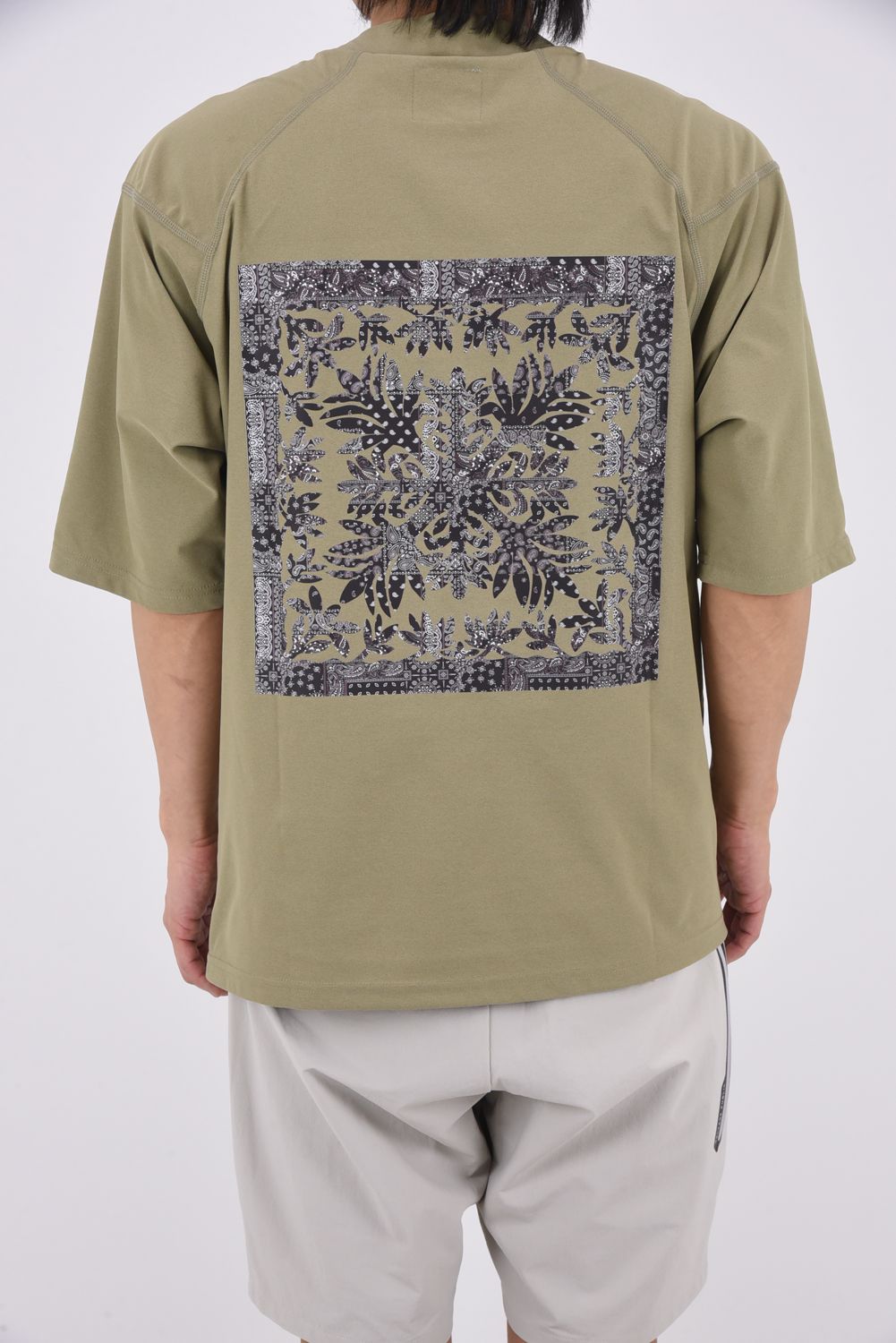 【26SS】 SURF Mockneck S/S(TI LEAF Paisley) / バックプリント モックネックTシャツ (セージ)