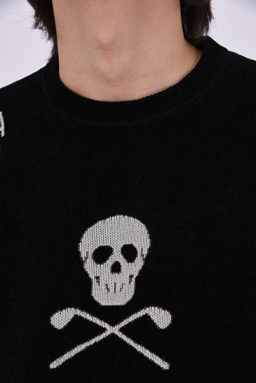 【26AW】 ACE CLUB CHENILLE KNIT / トランプモチーフ モールヤーン クルーネックニット (ブラック)