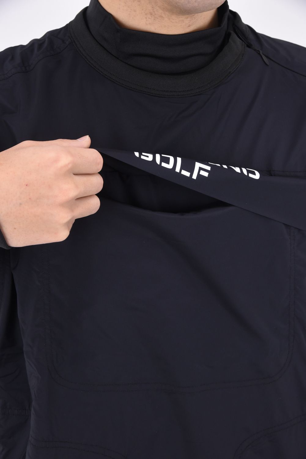 COMBAT PULLOVER BLOUSON / バックロゴ フロントポケット 起毛 軽量 ブルゾン ブラック*