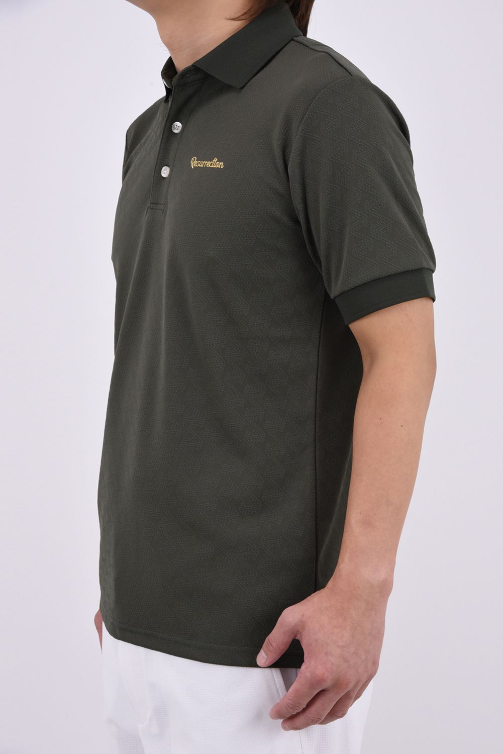 【26AW】 MENS GM JACQUARD POLO / オリジナルテキスタイルジャガード ポロシャツ (カーキ)*
