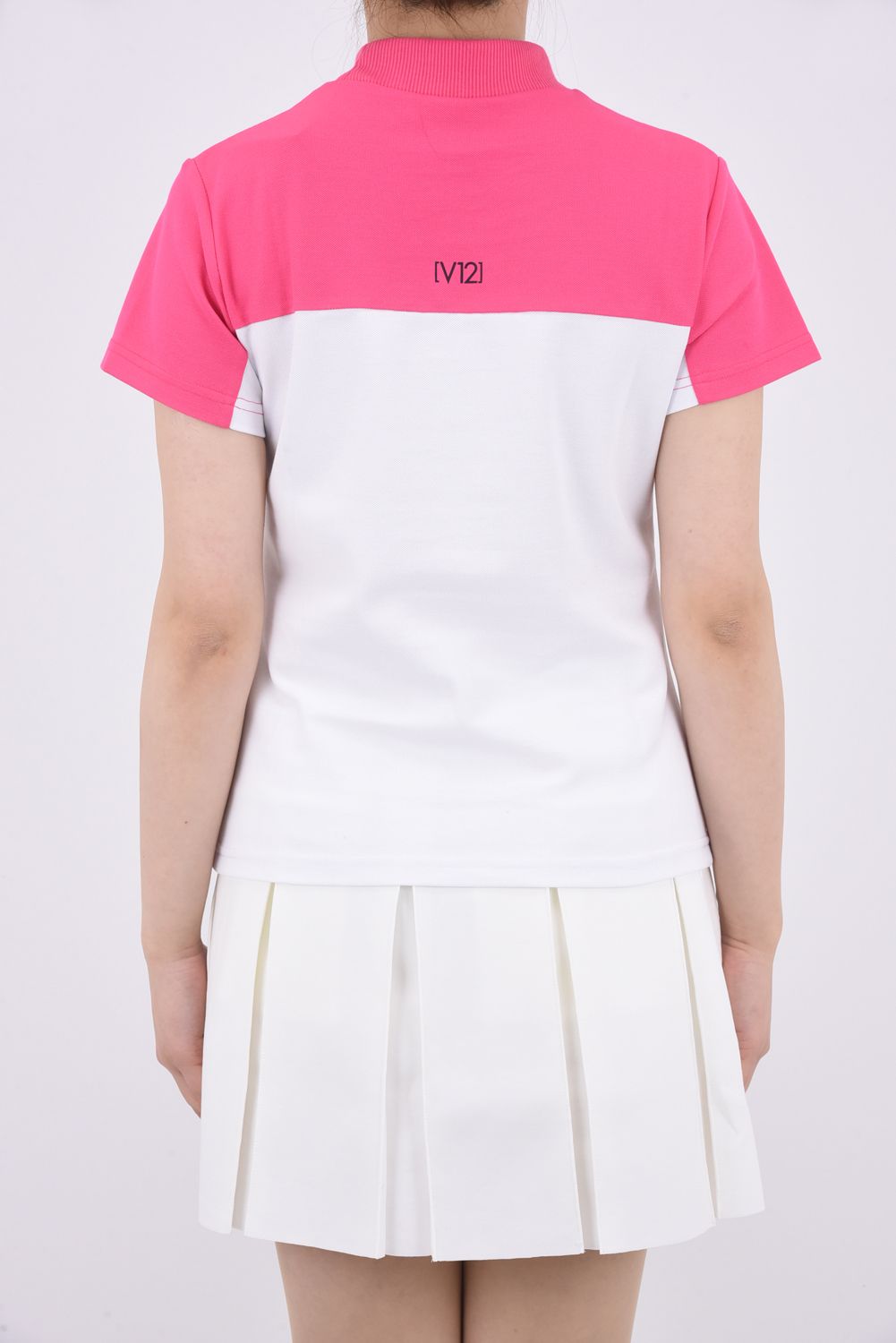 【レディース】 2TONE MOCK / カノコ素材 バイカラー モックネックTシャツ (ピンク)