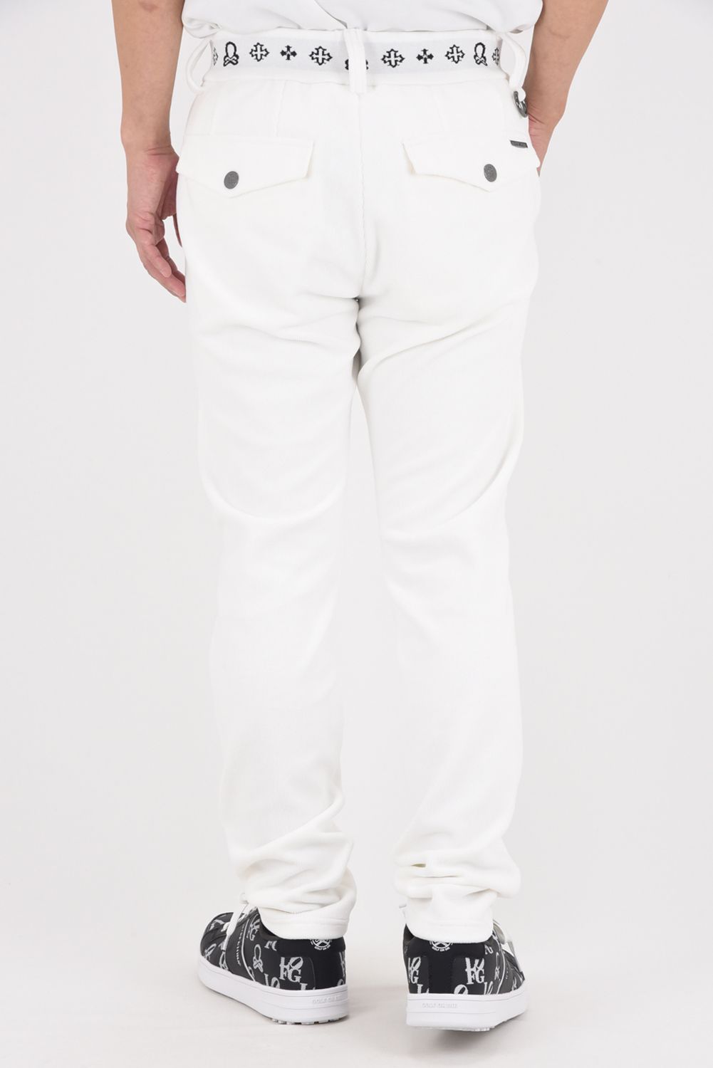 【2025AW 木村拓哉さん着用 VOL.3】  SVASTIKA TRACK PANTS / コーデュロイジャージー クロスモチーフ刺繍 トラックパンツ (オフホワイト)