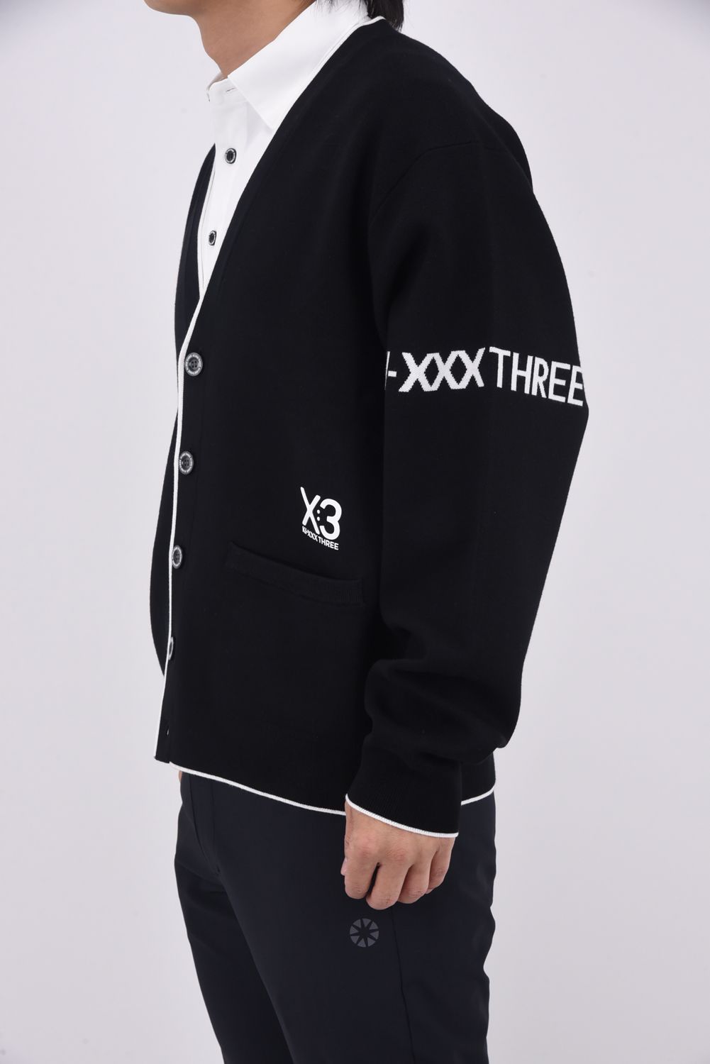 【25AW】 RIB LINE KNIT CARDIGAN / リブ ライン ニット カーディガン (ブラック)