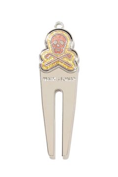 【プレゼント好適品】 IRON SKULL MARKER FORK / アイアンスカルロゴ ゴルフマーカー付き グリーンフォーク (シルバー)