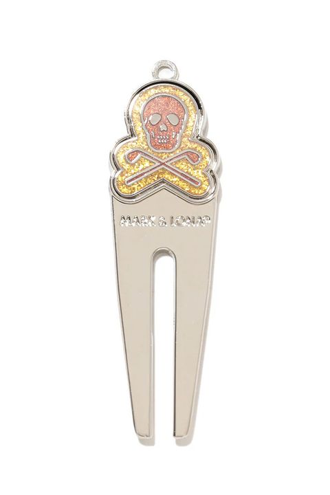 【プレゼント好適品】 IRON SKULL MARKER FORK / アイアンスカルロゴ ゴルフマーカー付き グリーンフォーク (シルバー)