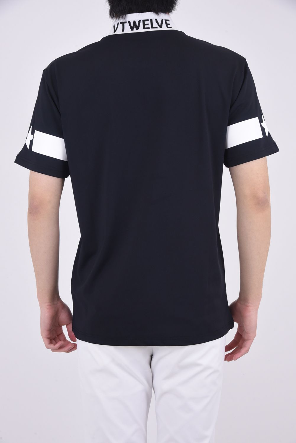 JACQUARD NECK MOCK / アイコンロゴ ジャガード モックネック Tシャツ ブラック - S