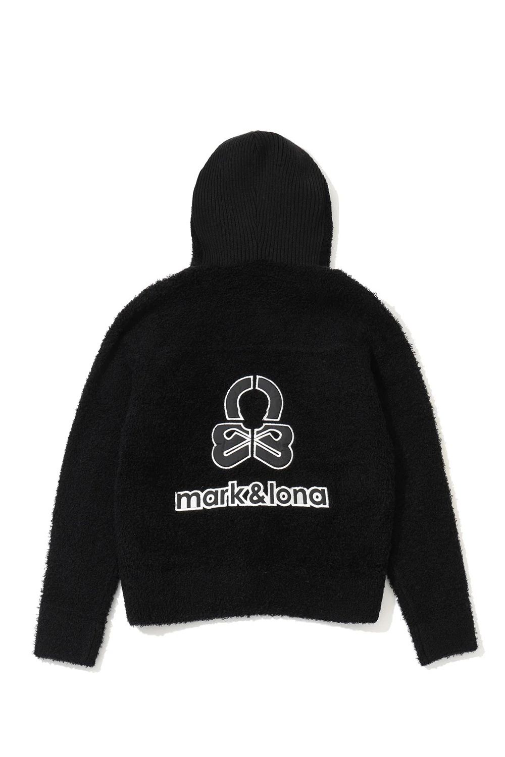 【26AW】【レディース】 PLUSH BOUCLE KNIT HOODIE / ブランクスカル刺繍 プラッシュ ブークレ ニットフーディー （ブラック）
