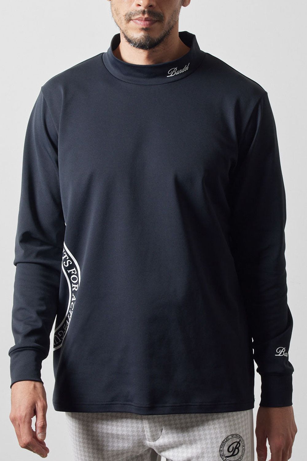 SIDE LOGO L/S MOCK NECK SHIRTS / サイドサークルロゴ ロングスリーブ モックネックシャツ (ブラック)