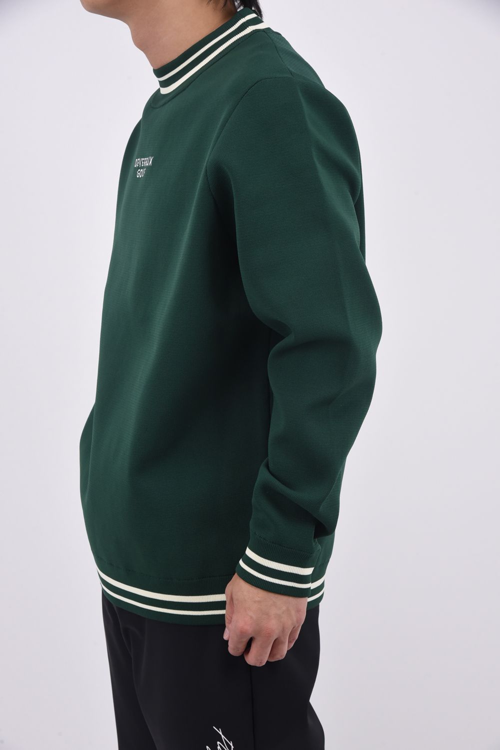 【25AW】 HIGHLY ADICTIVE KNIT / バックグラフィック 裏地付き モックネックリブニット (グリーン)