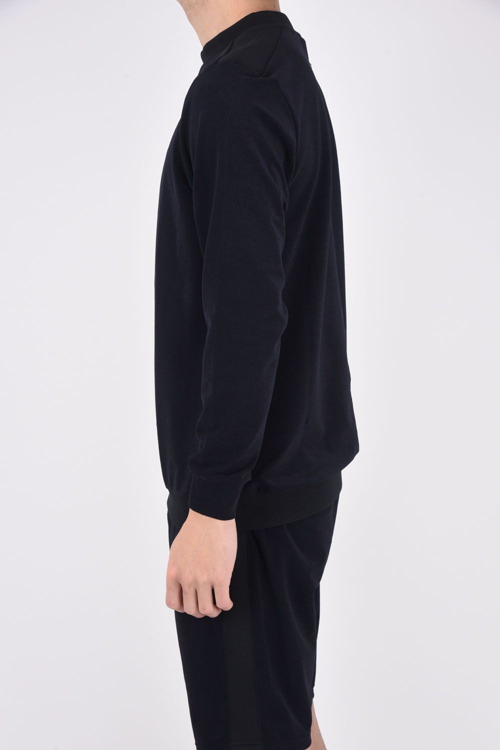 【ABSOLUTE】 CARVICO PANTELLERIA CREW / ロゴ カルビコ ストレッチ ロングスリーブ モックネック Tシャツブラック