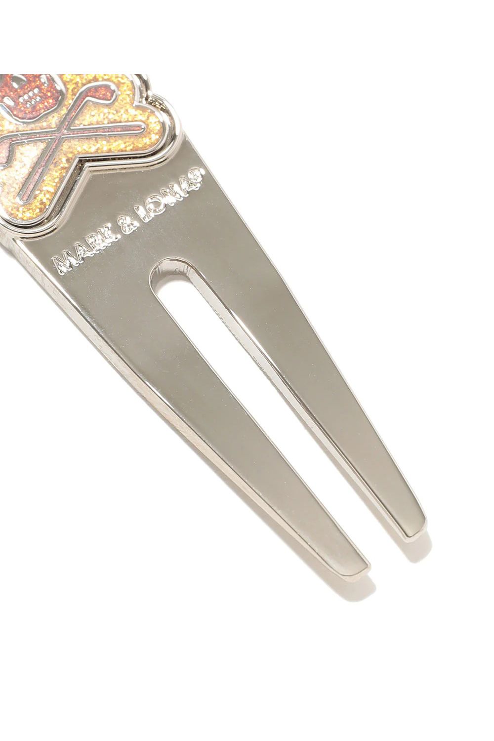 【プレゼント好適品】 IRON SKULL MARKER FORK / アイアンスカルロゴ ゴルフマーカー付き グリーンフォーク (シルバー)