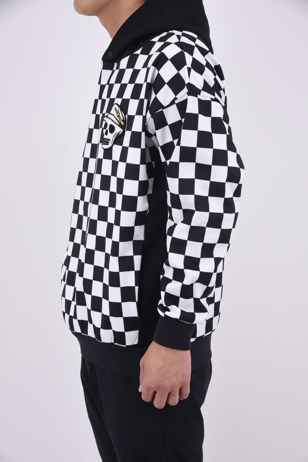 【25AW】 Quist TEXBRID Fleece Hoodie / フリース素材 チェッカーフラッグ プルオーバーパーカー (ブラック)