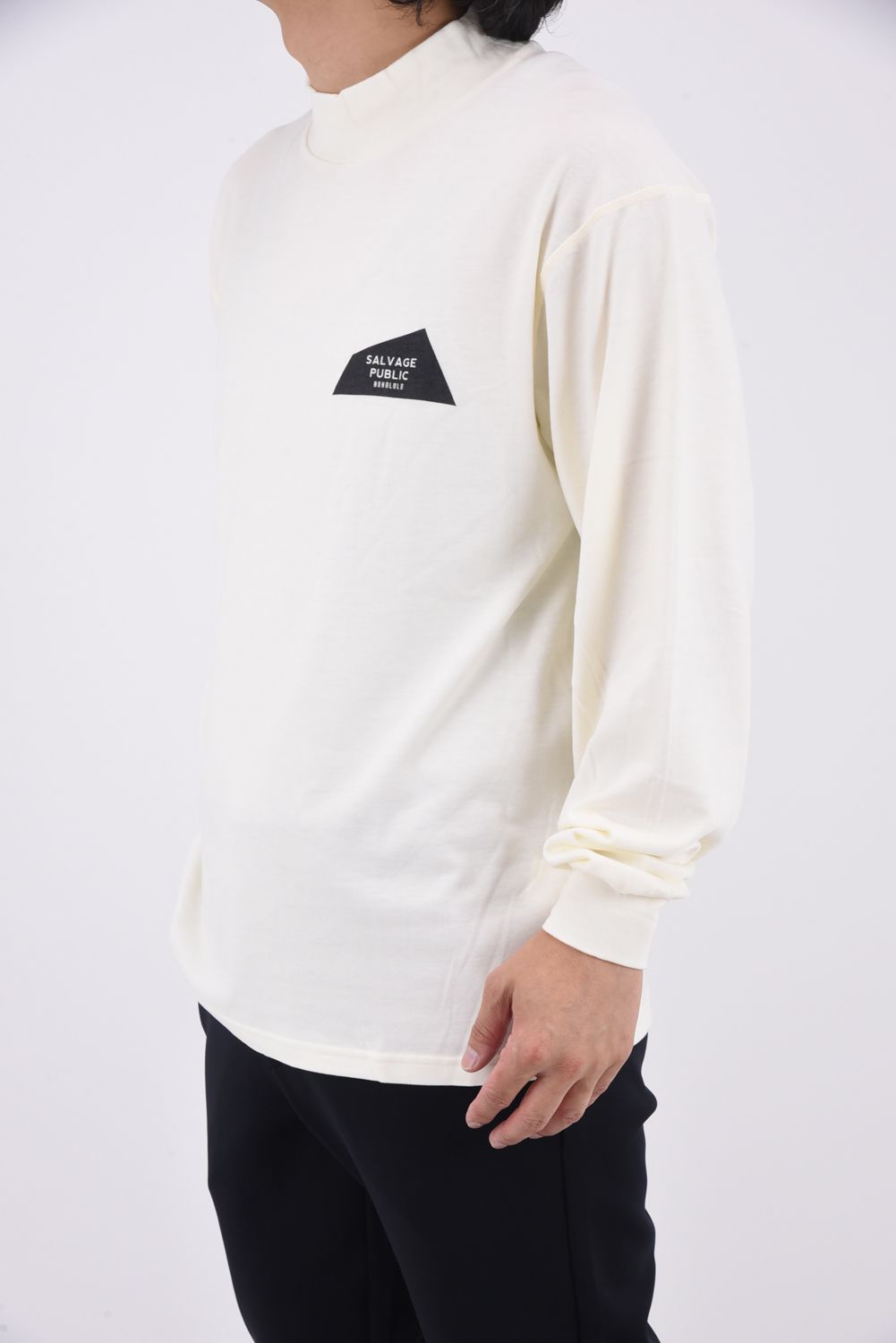 Honu Mockneck L/S (EXCELLENCE) / バックロゴ プリント ロングスリーブ モックネックシャツ (ホワイト)