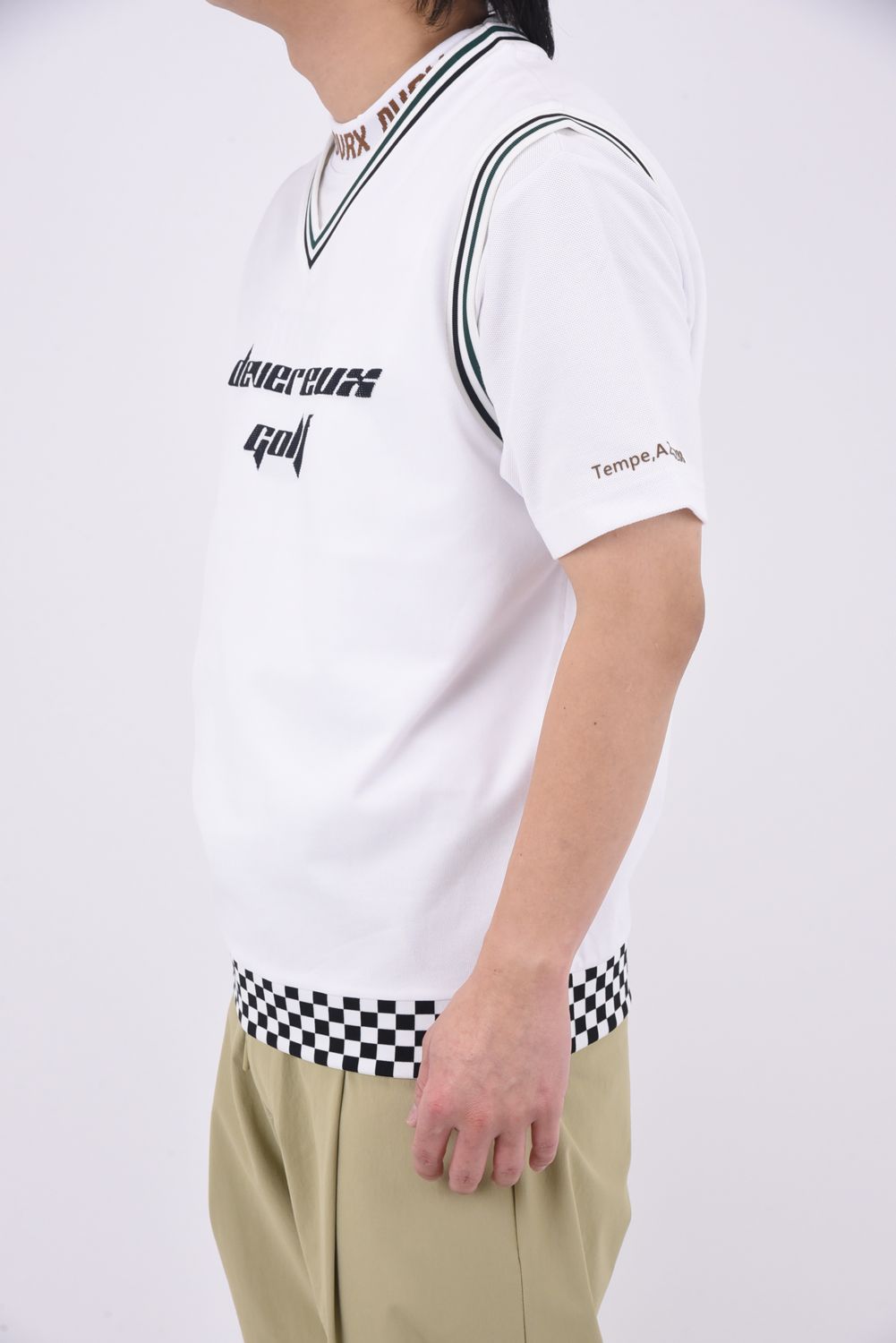 【期間限定20％OFF】 【25SS】 BORN TO GOLF CHECKER RIB KNIT VEST / チェッカーリブ ニットベスト (ホワイト)