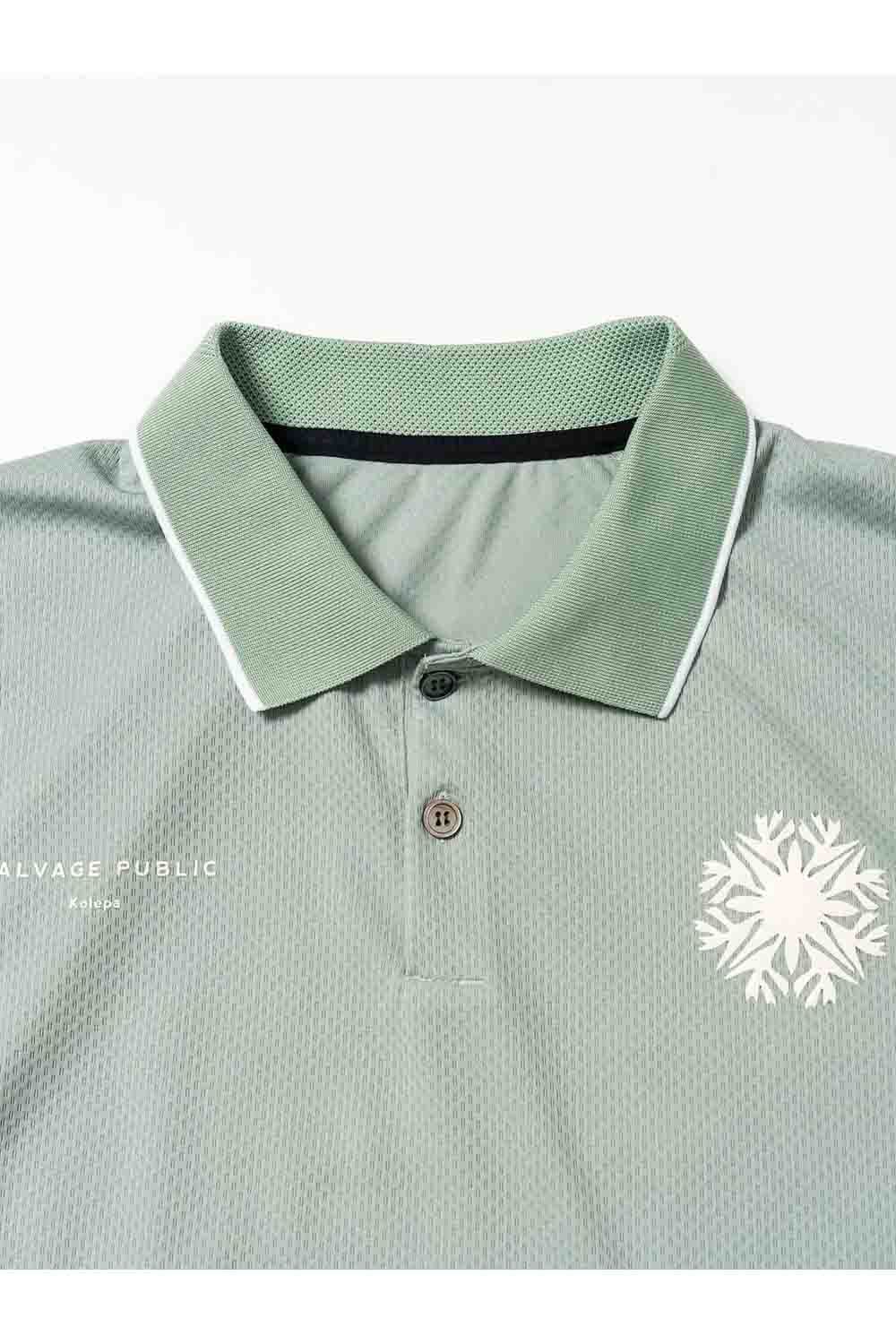 【2026SS】 Hunakai Mesh Polo S/S（NeverUp） / メッシュ素材 バックプリント ポロシャツ (セージ) (3月入荷予定)