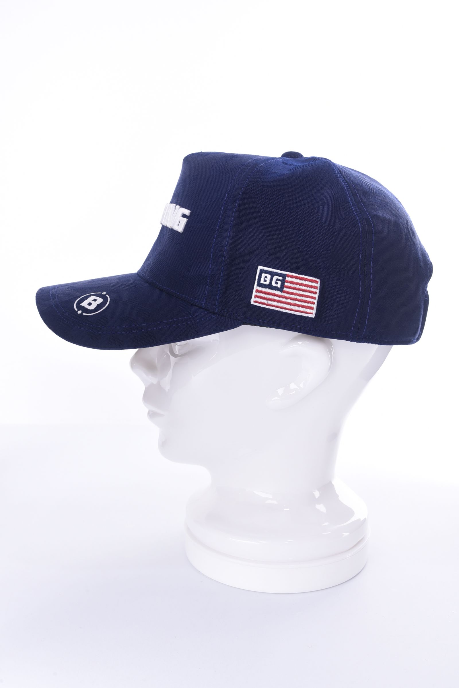 MENS CAMO JQ CAP / ロゴ刺繍 カモフラ柄 ジャガード キャップ ネイビー