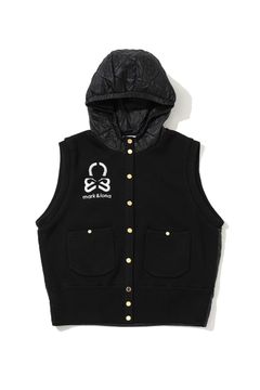 【26AW】【レディース】 OBLIVION QUILTED HYBRID VEST / ウール混ニット&ナイロンキルティング フーデッドベスト (ブラック)