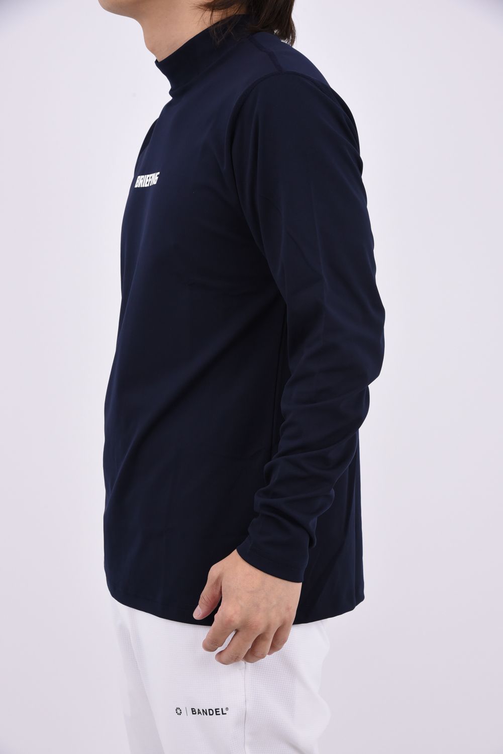 【26AW】 MEN’S TOUR LS HIGHNECK / ベーシック ブランドロゴ 長袖モックネックTシャツ (ネイビー)