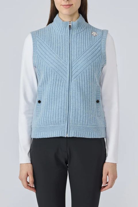 【25AW】【レディース】 防風ニットハイブリッド フルジップ中わたベスト (ブルー)