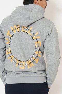 【26AW】 RING LOGO PARKA / ダンボールニット サークルロゴ ジップポケット プルオーバーフーディー (グレー)