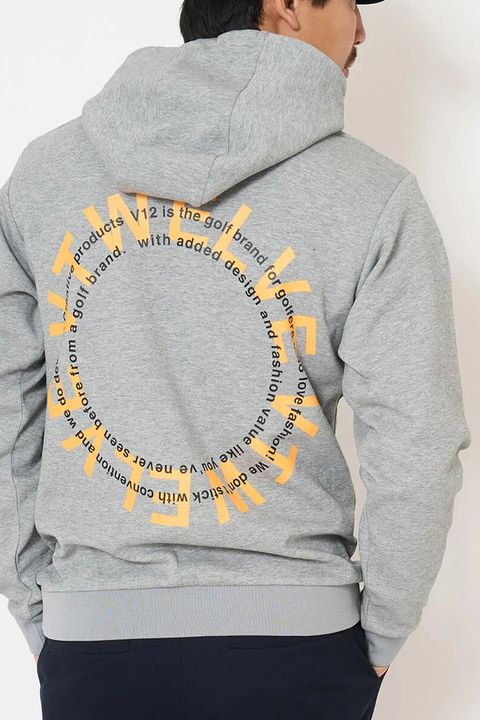 【26AW】 RING LOGO PARKA / ダンボールニット サークルロゴ ジップポケット プルオーバーフーディー (グレー)