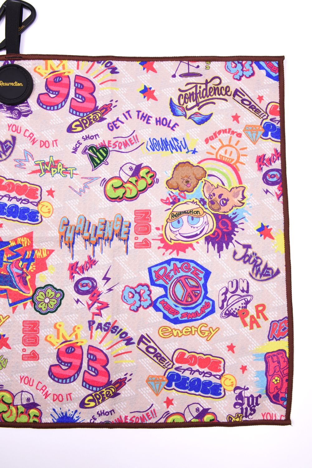 【金田久美子プロエディション】 Caddie Towel / カラビナ付き マグネット内蔵 キャディタオル (グラフィティベージュ)
