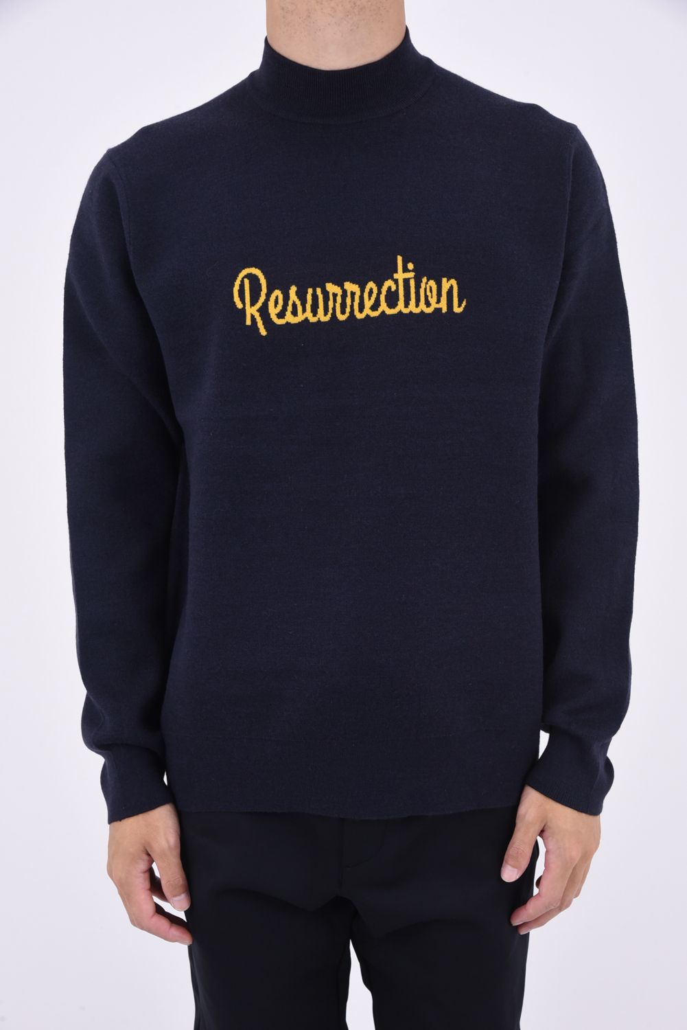 Resurrection - MENS LOGO JACAQUARFD MOCK NECK KNIT / ロゴ