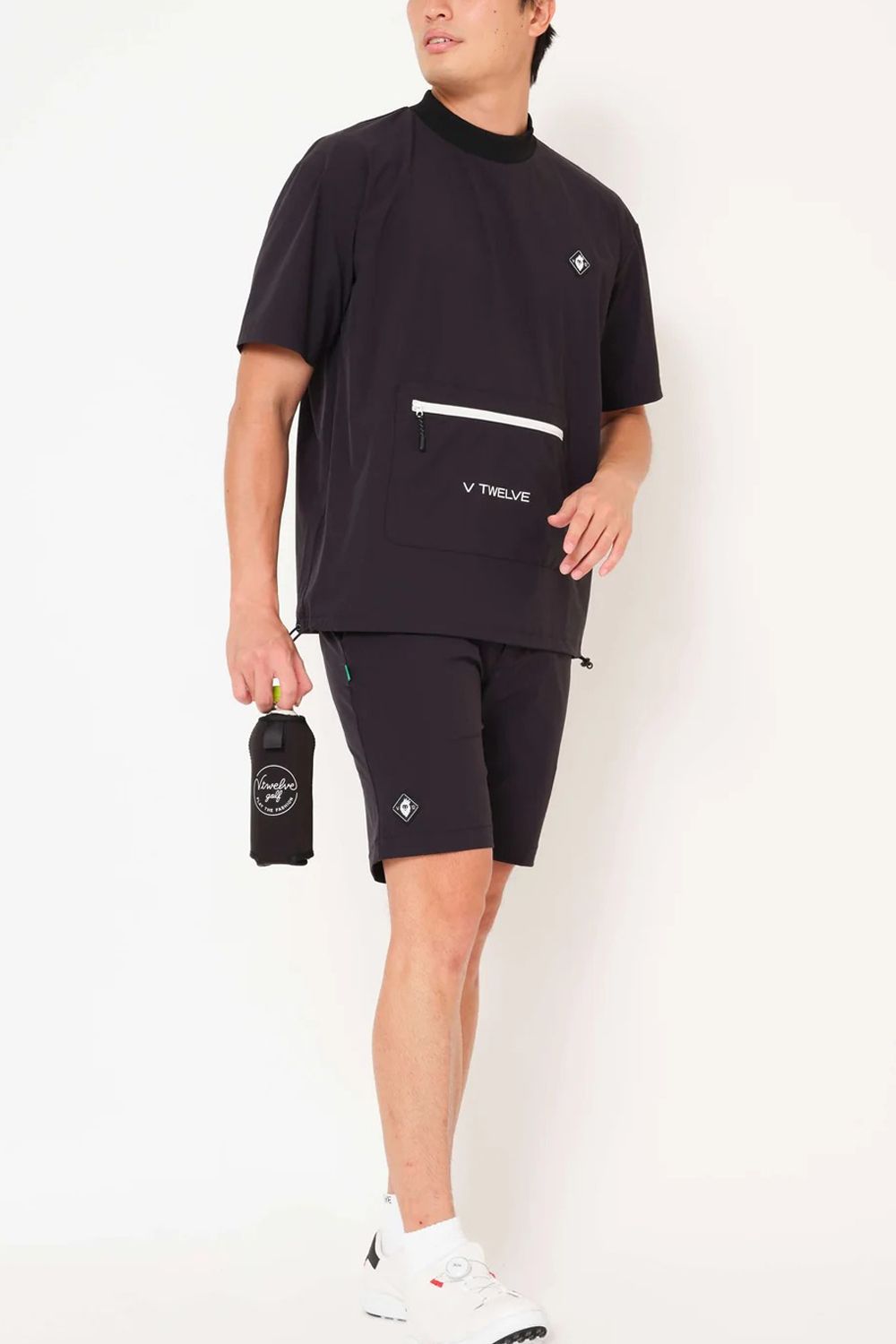 【26SS】 OZ SHORTS / ストレッチナイロン バックロゴライン ショートパンツ (ブラック)