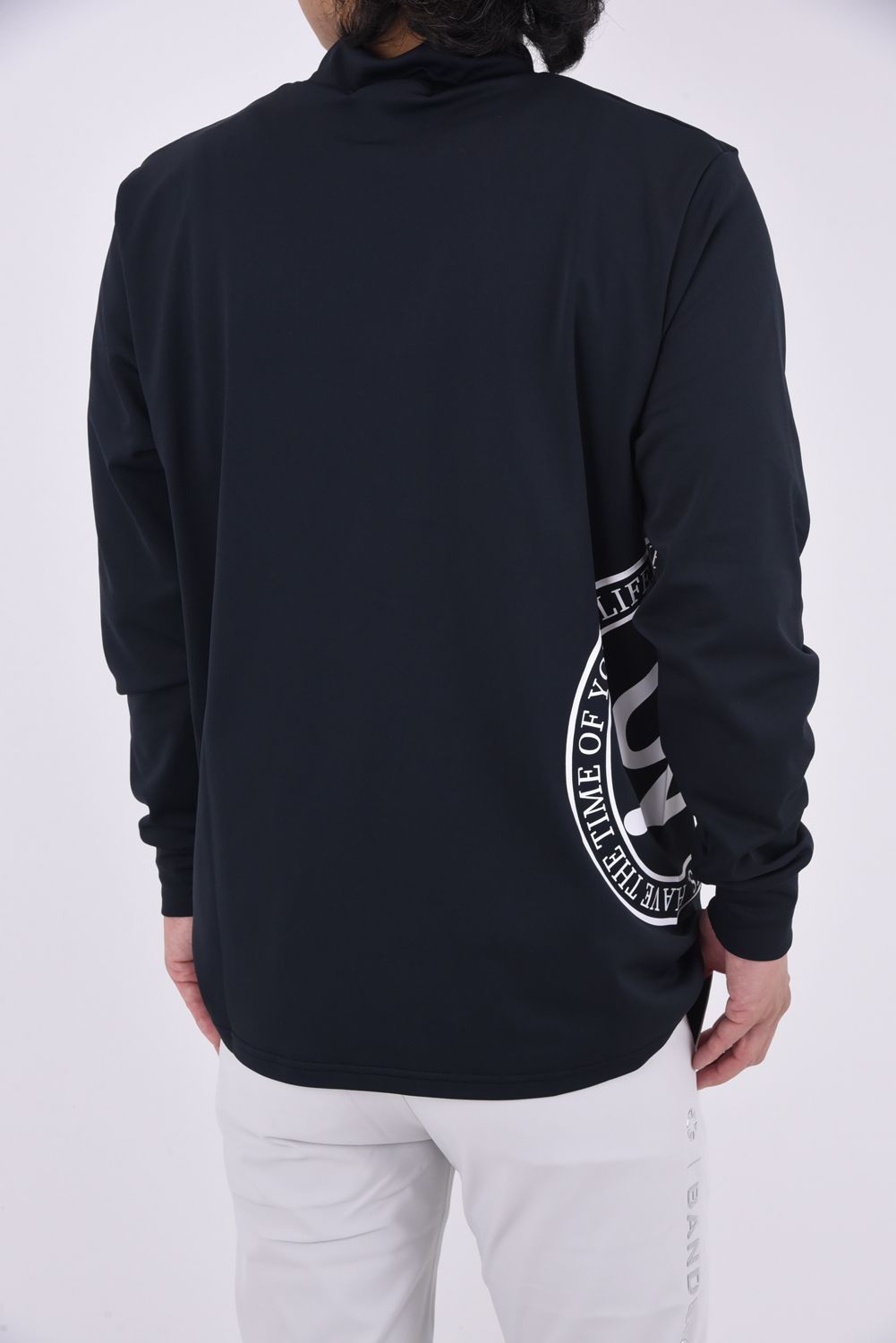 SIDE LOGO L/S MOCK NECK SHIRTS / サイドサークルロゴ ロングスリーブ モックネックシャツ (ブラック)