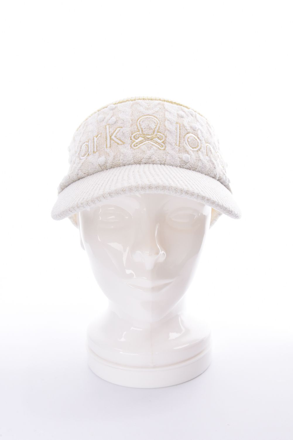 POISE SPARK KNIT VISOR / ラメ糸 ブランドロゴ刺繍 ニットバイザー (ホワイト)