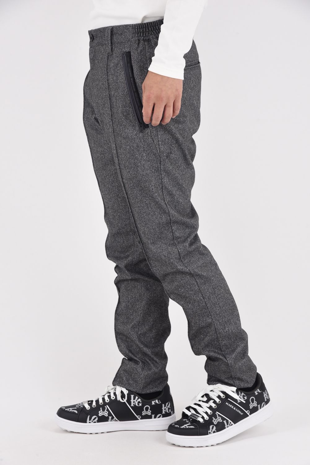 【25AW】 MEN'S WOOLY CREASED PANTS / ウール風 センタークリース ロングパンツ (グレー)