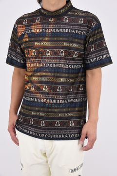 【2026AW 木村拓哉さん着用】 REGALIA CINCH MESH MOCK / オリジナルフェアアイル柄 メッシュ生地 モックネックTシャツ (ブラック)
