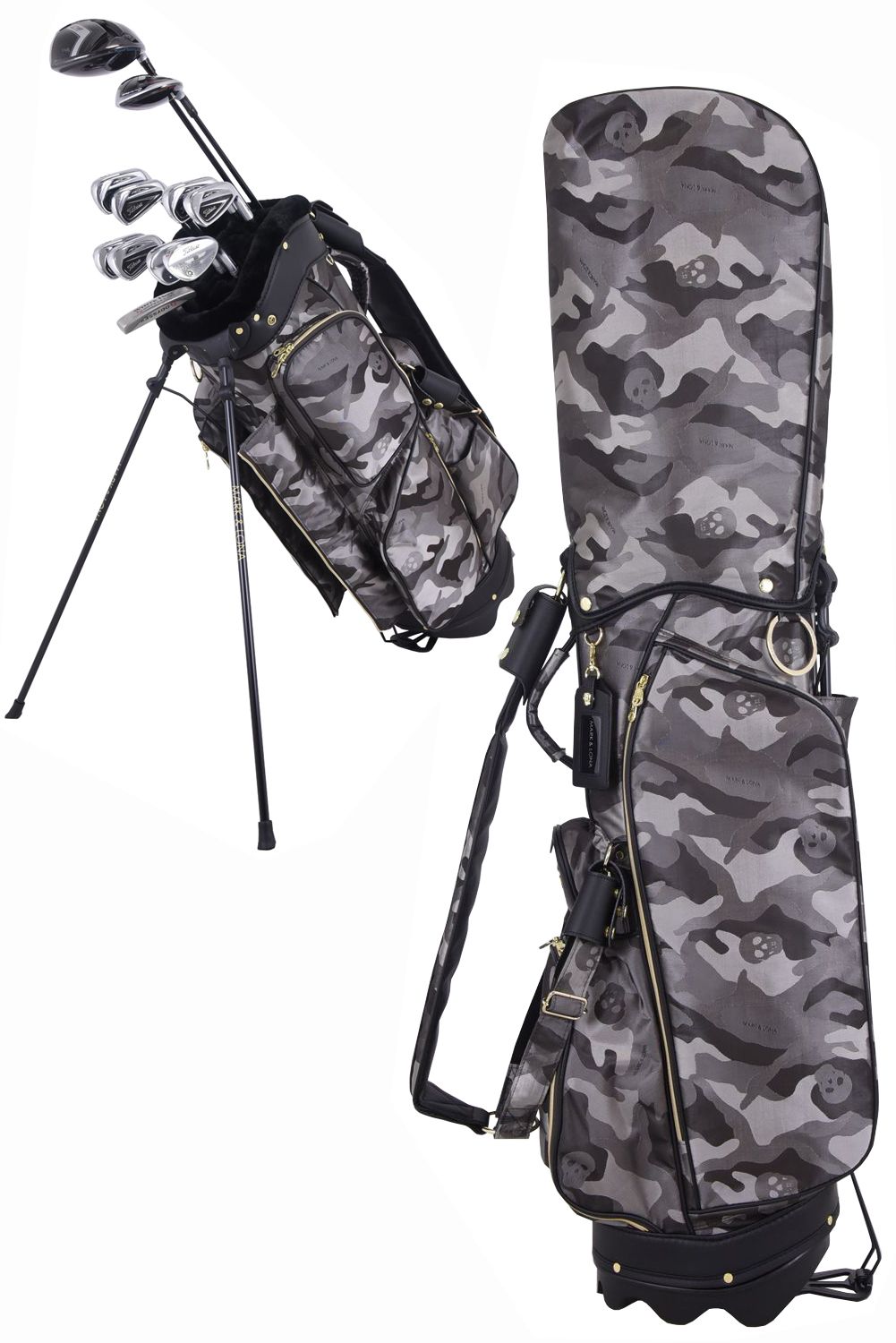 【期間限定20%OFF】 PREMIUM GAUGE CAMO STAND BAG / スカルカモジャガード スタンドキャディバック ブラウン -  フリーサイズ