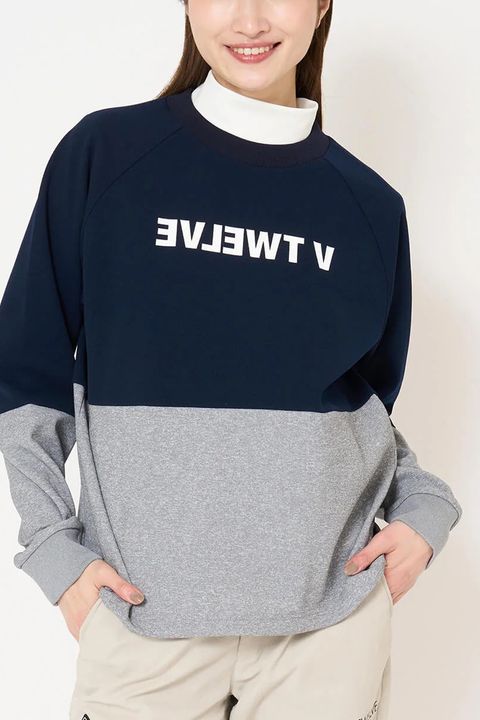 【26AW】 【レディース】 REVERSE CREW / バイカラー 反転ロゴ スウェット (ネイビー)